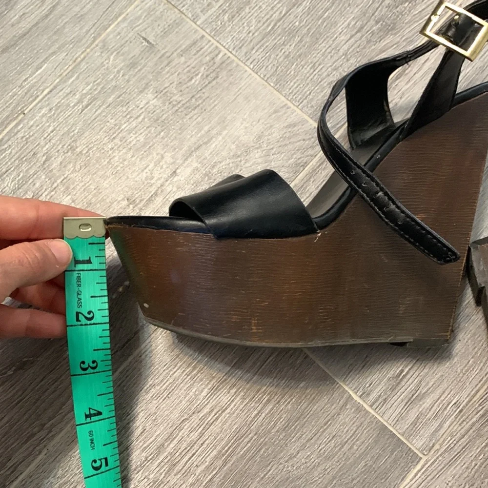 Vintage bamboo platform wedge heels 5.5 preowned - Picture 9 of 12